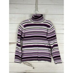 Madison & Max Sweater Womens Large Multicolor Stripe Ribbed Turtleneck Y2K